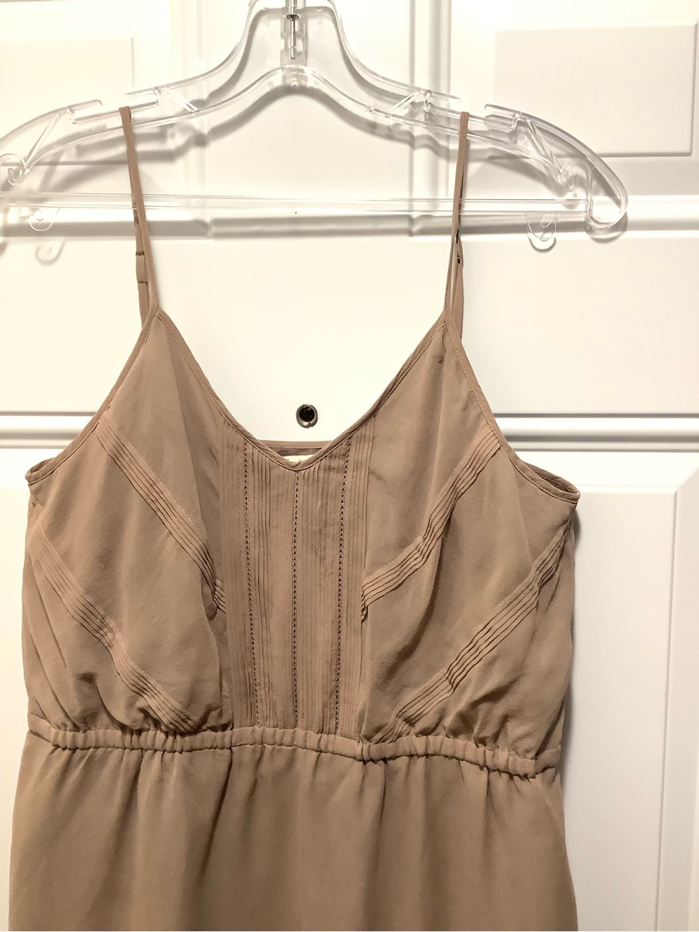 Broadway and Broome| Brown Silk Pin-tuck Spaghetti Strap Dress Sz 8 Casual Boho - Picture 3 of 7